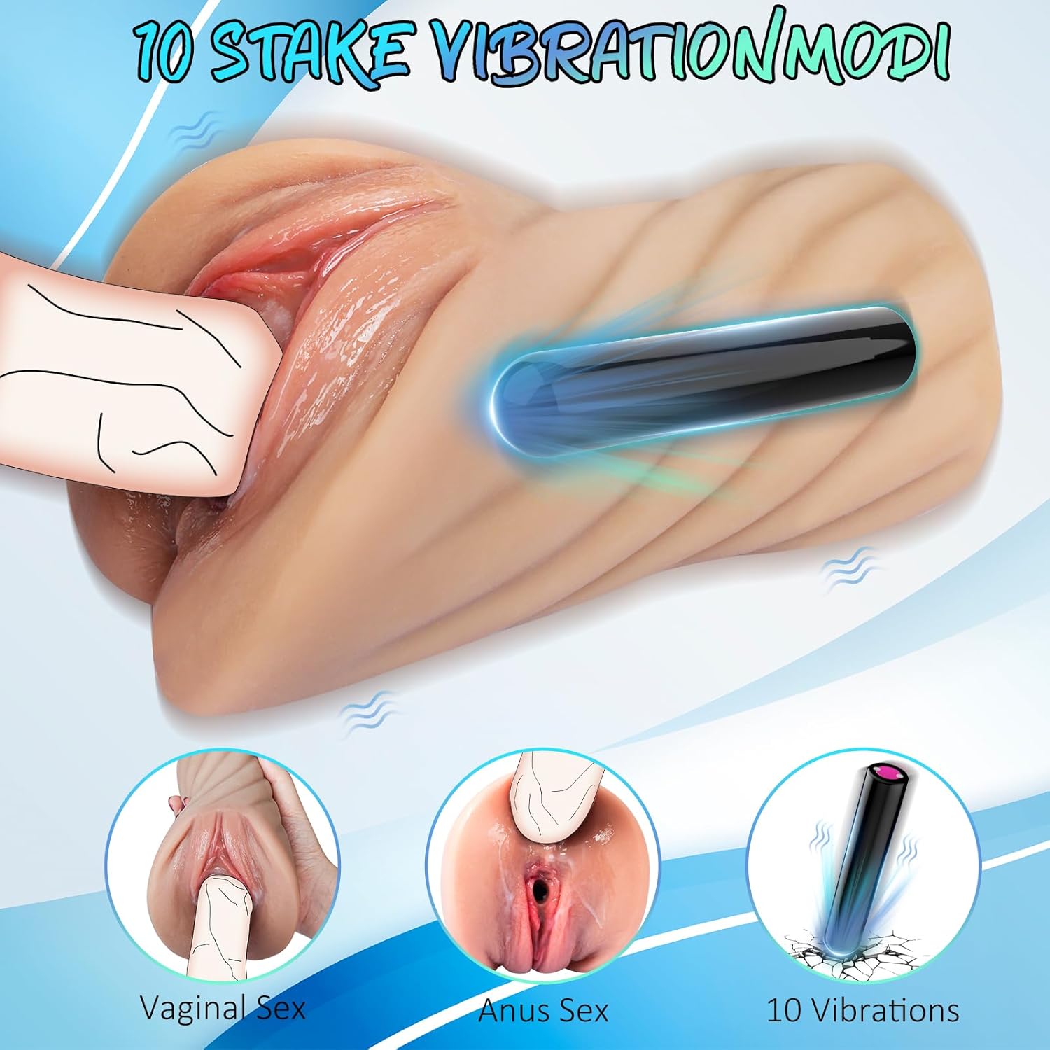 Masturbateur homme avec vibrateur intégré et texture 3D interne pour stimulation réaliste