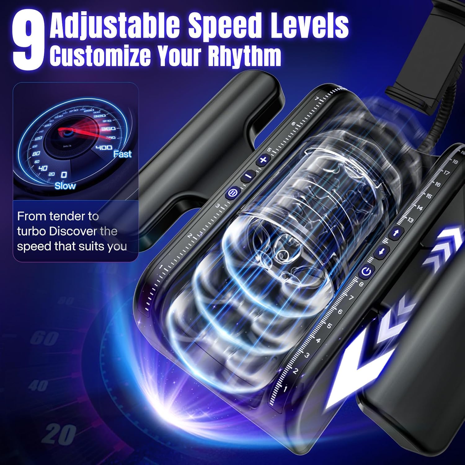 Masturbateur électrique homme avec 9 vitesses de poussée pour stimulation personnalisée