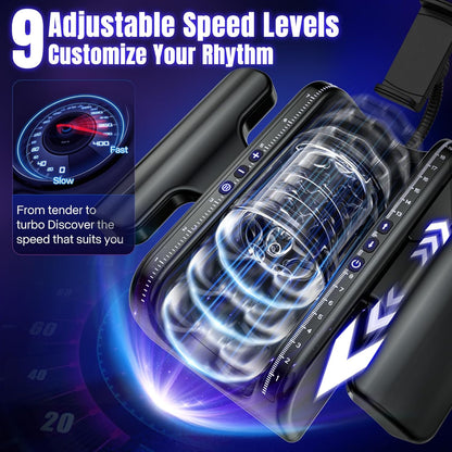 Masturbateur électrique homme avec 9 vitesses de poussée pour stimulation personnalisée