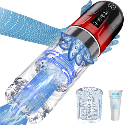 vaginette homme avec succion rotation télescopique et vibration vue de face design ergonomique