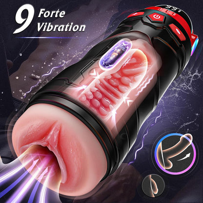 Masturbateur homme mains libres avec 9 modes de vibration et 9 modes d'aspiration
