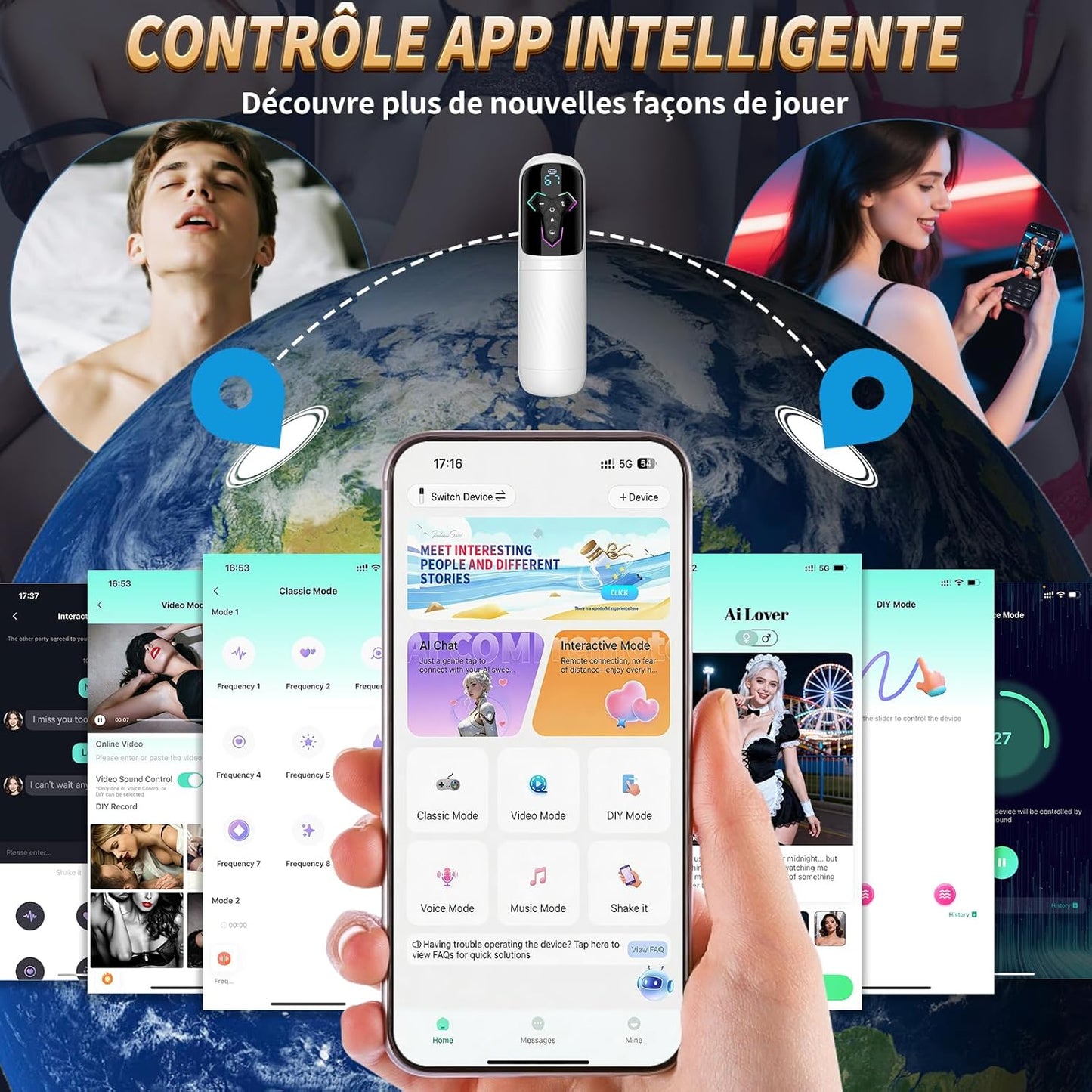 Masturbateur silencieux homme avec moteur discret inférieur à 45 dB pour usage intime

