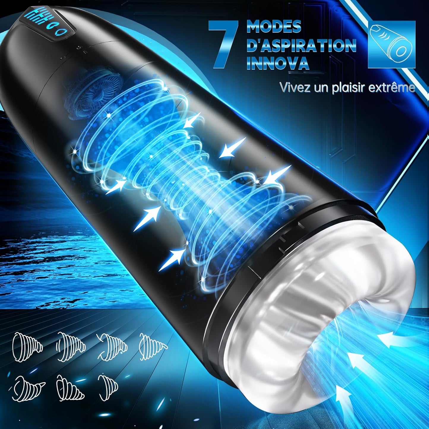 Masturbateur automatique avec 7 modes d'aspiration et succion puissante pour homme
