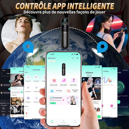 Vue latérale du masturbateur connecté homme avec application et contrôle intelligent IA