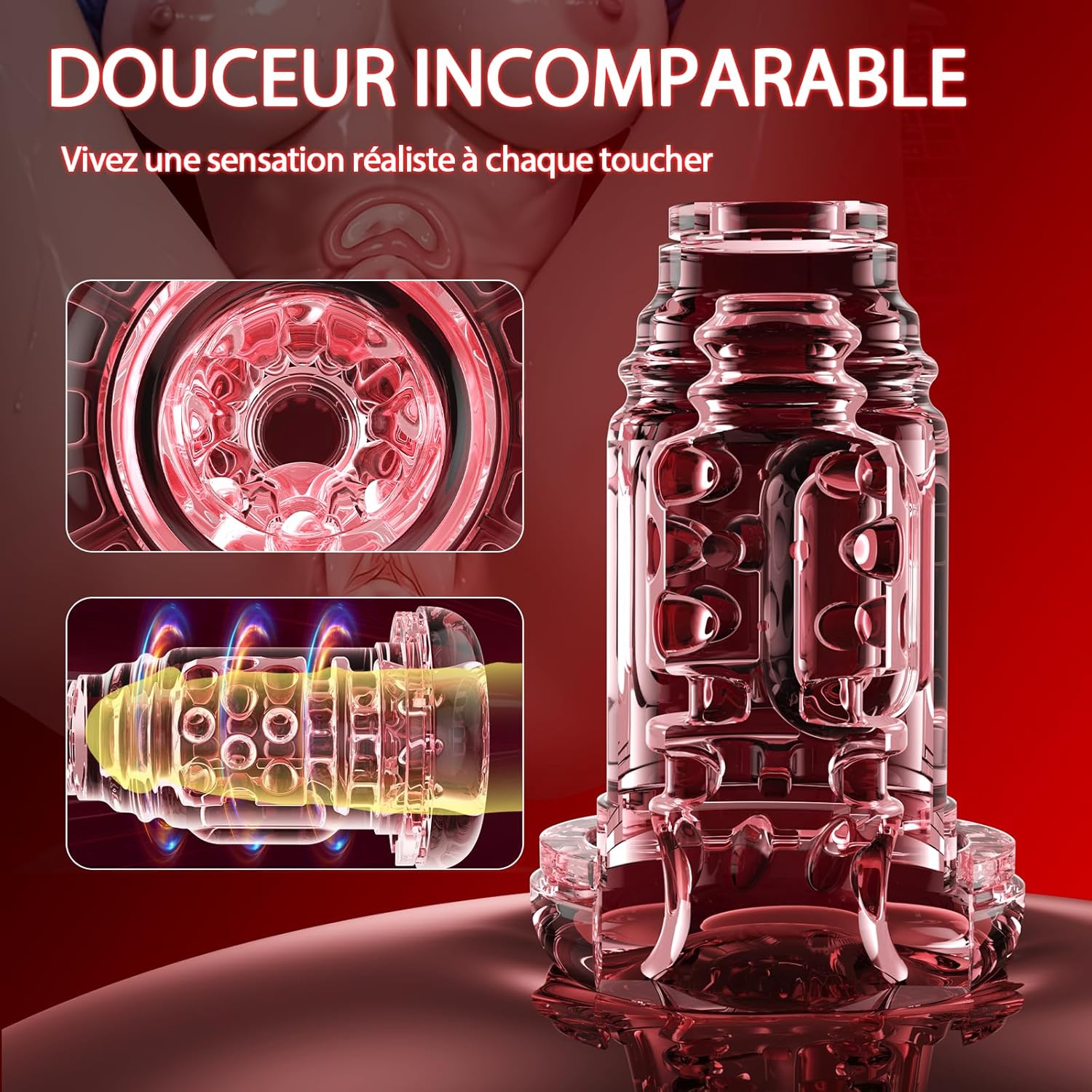 manchon rose amovible du masturbateur masculin pour un nettoyage facile et hygiénique
