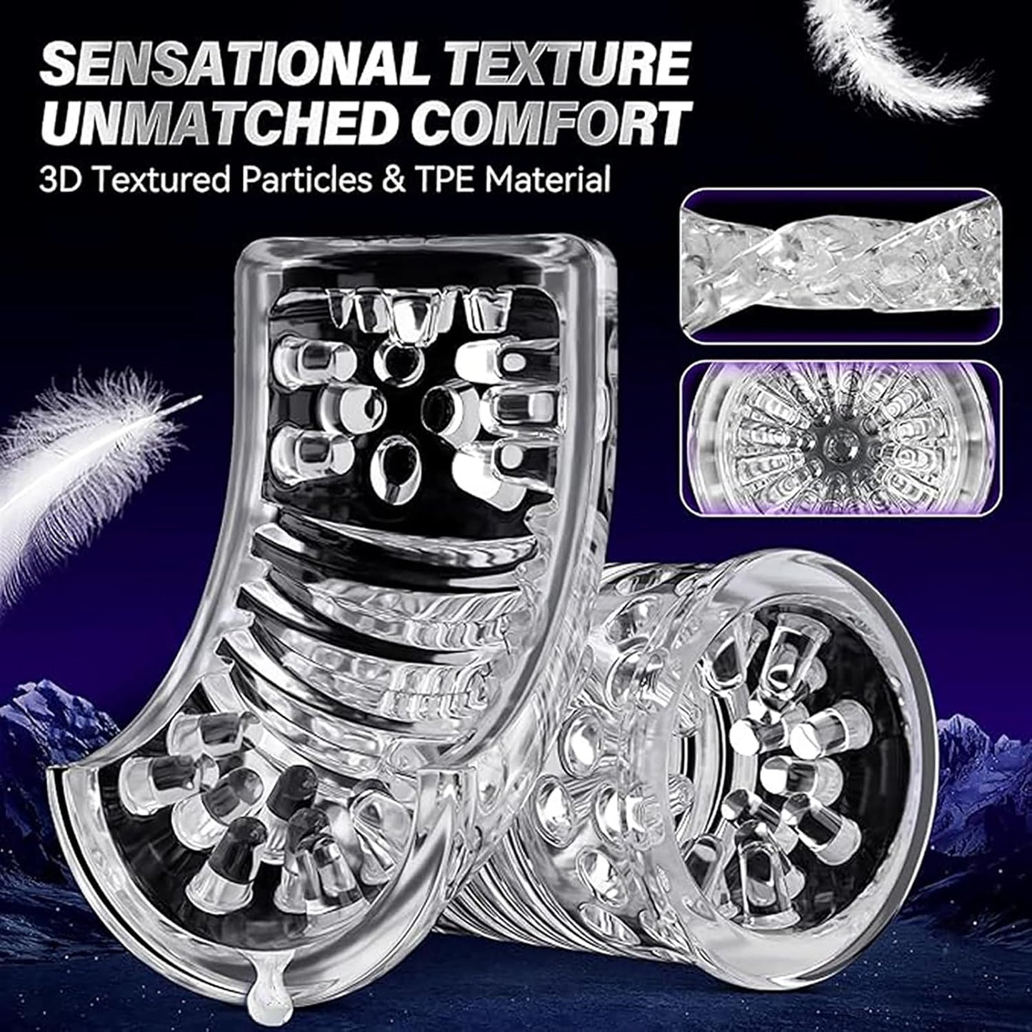 Détail de la texture intérieure 3D du masturbateur masculin automatique pour sensations réalistes