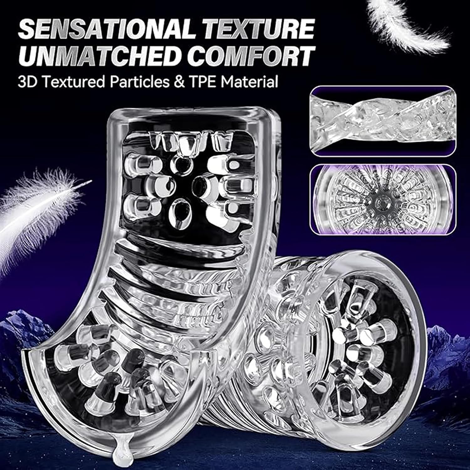 Détail de la texture intérieure 3D du masturbateur masculin automatique pour sensations réalistes