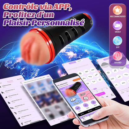 Masturbateur connecté contrôlé à distance via application mobile pour plaisir partagé en couple

