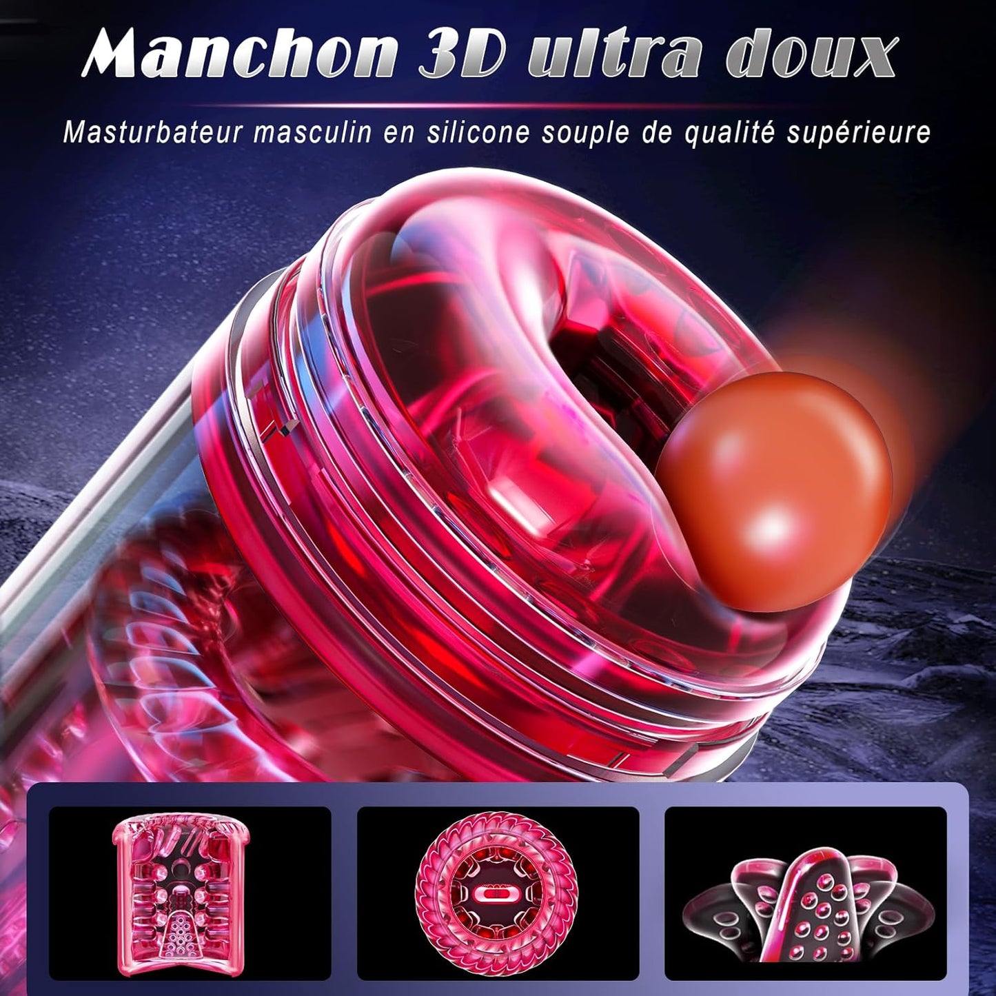 Masturbateur rechargeable homme avec structure détachable et entretien simplifié