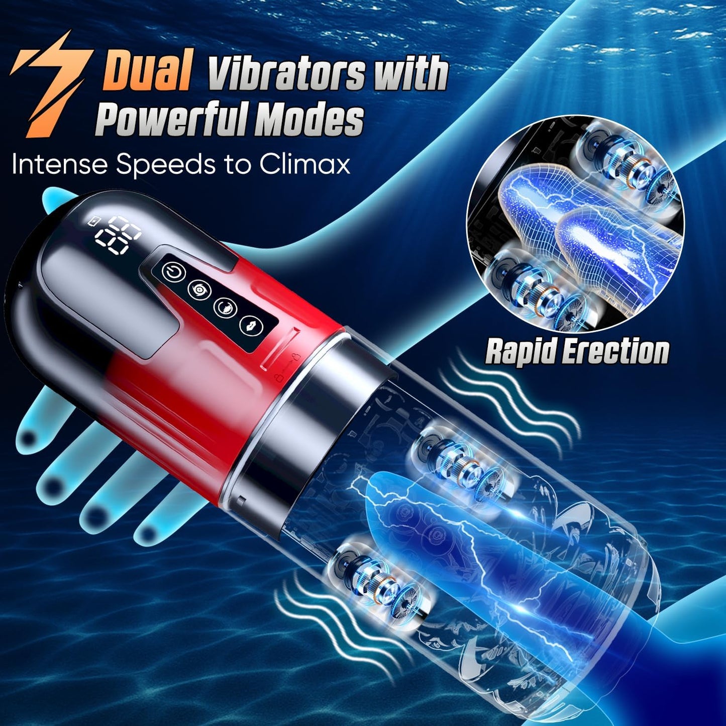 masturbateur vibrant homme avec double vibration interne et stimulation profonde