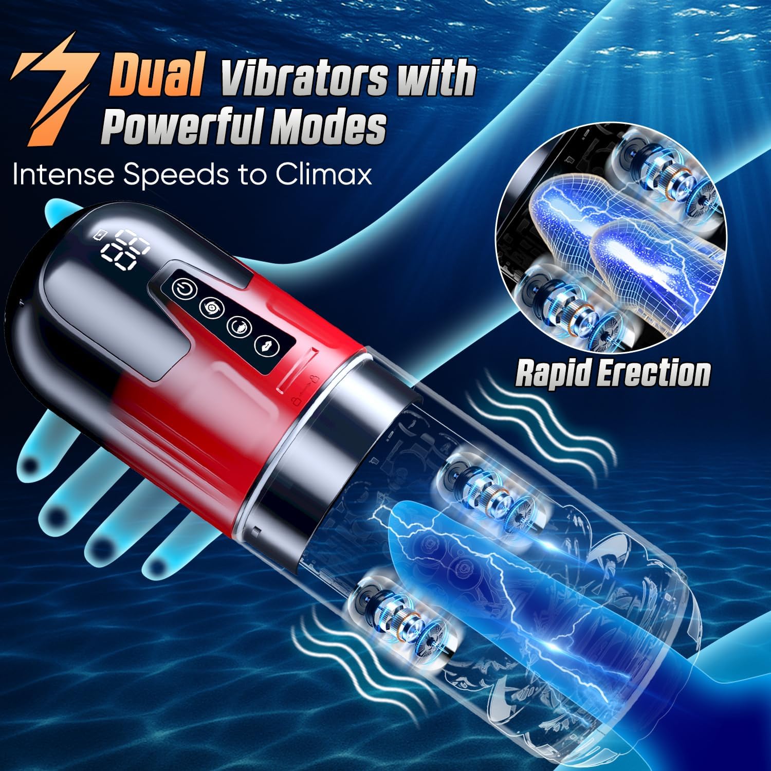 masturbateur vibrant homme avec double vibration interne et stimulation profonde