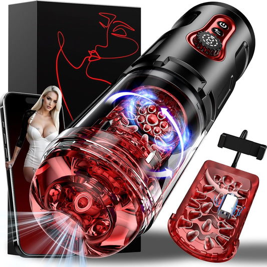 Masturbateur homme automatique main libre avec support téléphone vue de face