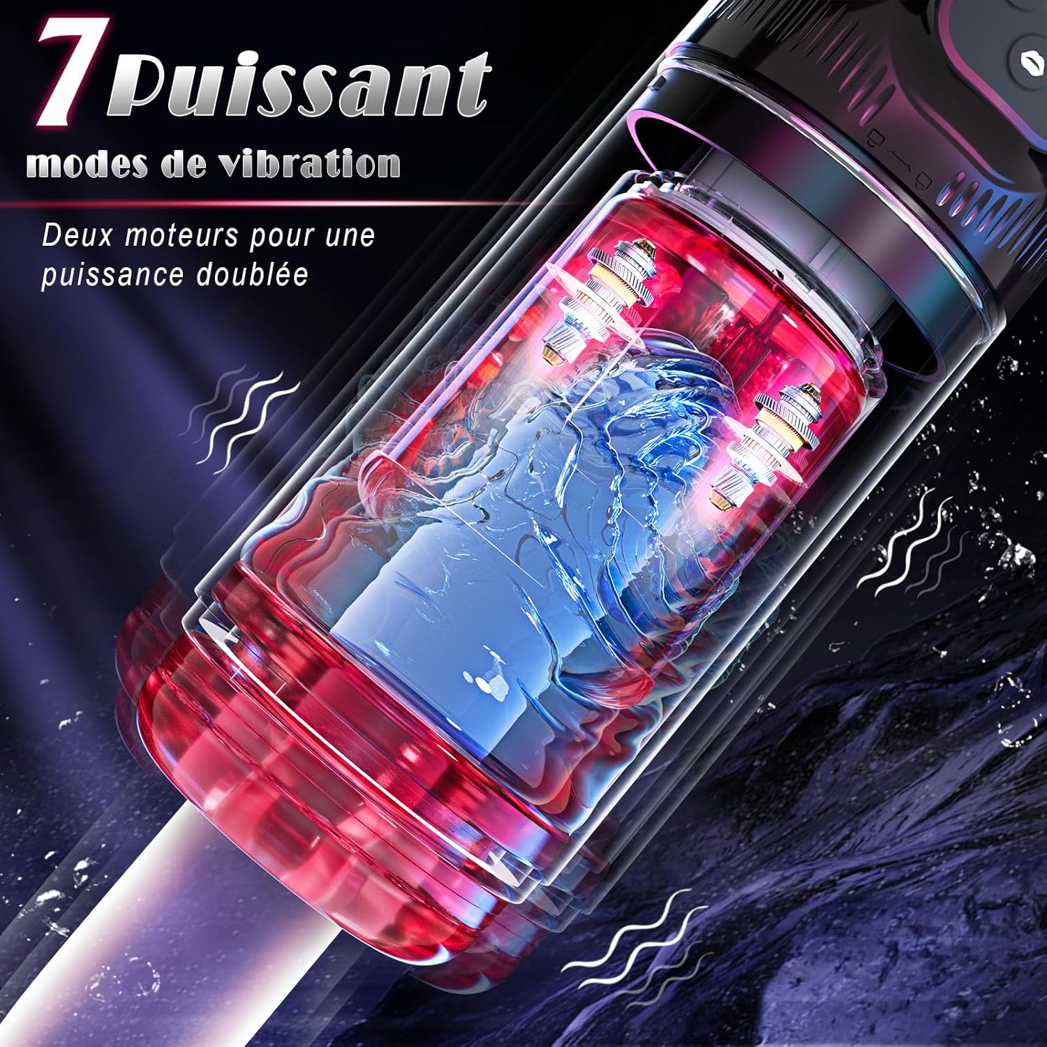 Masturbateur vibrant avec sleeve silicone et particules internes pour stimulation multiple