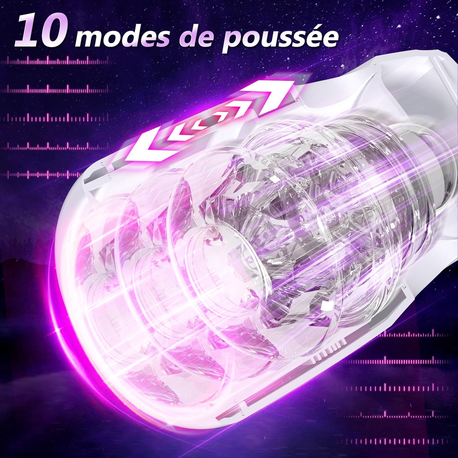 Masturbateur automatique avec 10 modes de poussée télescopique