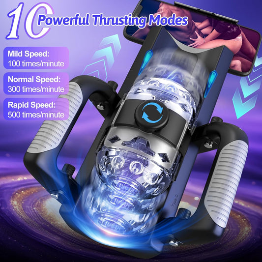 Masturbateur automatique 12 cm avec 10 modes de poussée et stimulation réglable