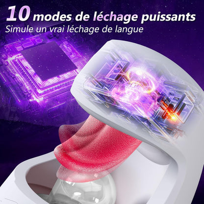 Panneau de contrôle des 10 modes de vibration et léchage du sextoy pour homme

