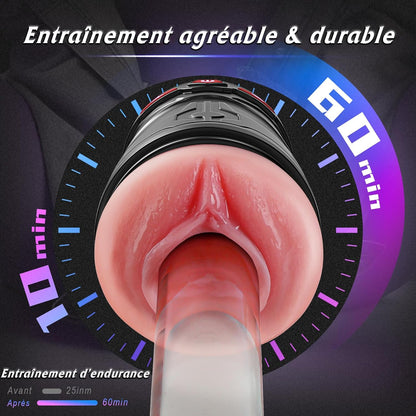 Vibromasseur homme avec 18 modes combinés vibration et aspiration ondulante

