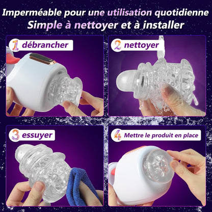 Manchon amovible et lavable du masturbateur automatique avec léchage de langue
