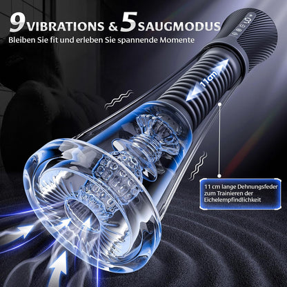 Sextoy homme rechargeable USB-C avec 9 modes de vibration et 5 modes de succion pour stimulation personnalisée
