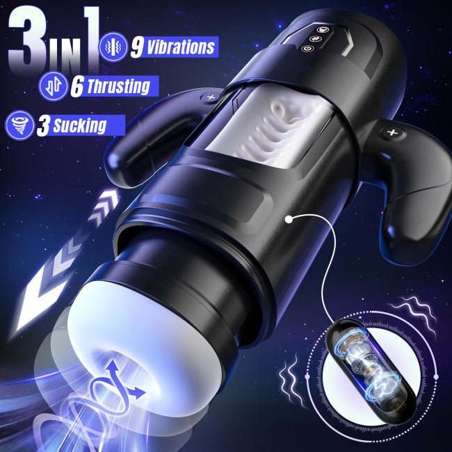 Masturbateur 3 en 1 succion poussée vibration pour plaisir maximal
