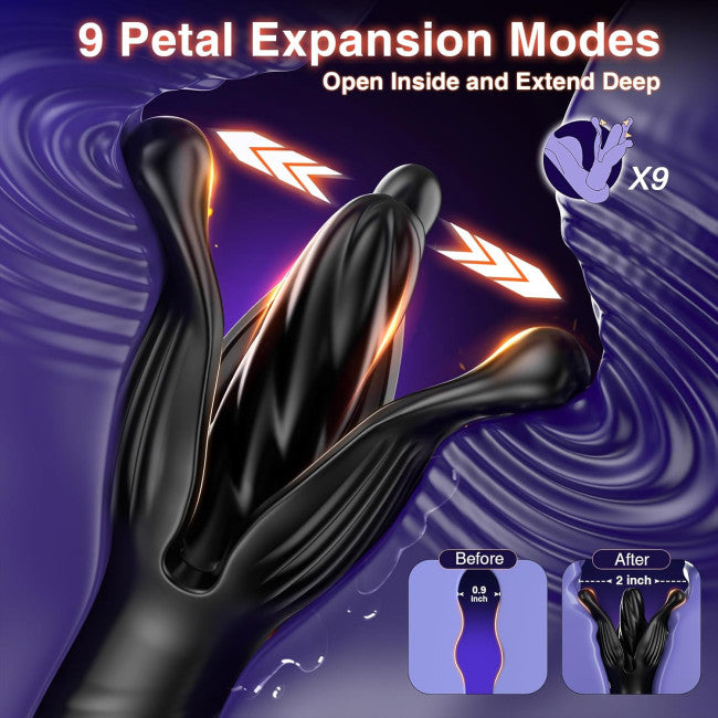 Stimulateur de prostate vibrant avec tête centrale qui s'ouvre et pousse