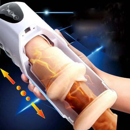 Masturbador automático Copa Masculina Succión Calefacción Telescópica Avión Coño Vagina Real Máquina de Clímax Juguete para adultos para hombres Sexo 18