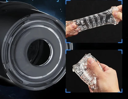 Hannibal 7 empuje y rotación con fuerte ventosa para la estimulación del pene masturbador taza bolsillo coño juguetes adultos para hombres