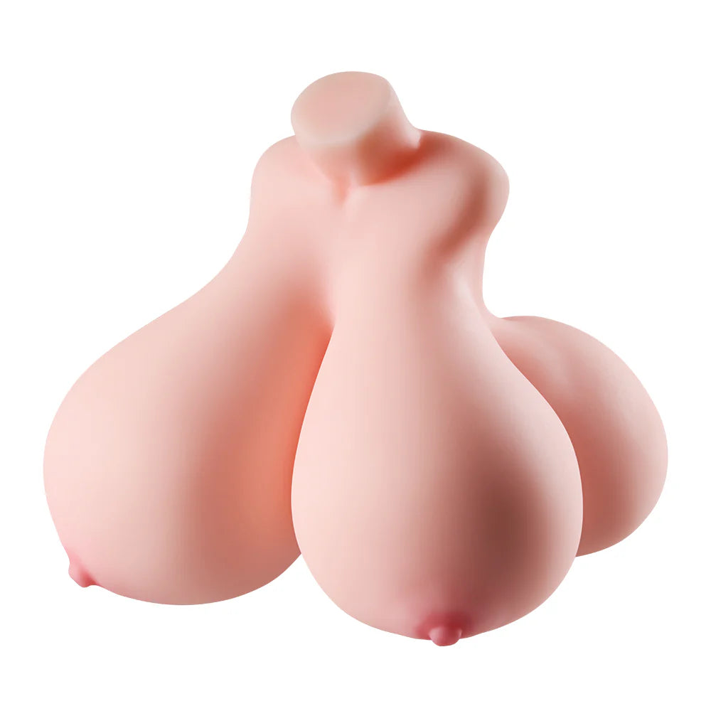 Vue de profil du mini buste masturbateur réaliste avec courbes pulpeuses
