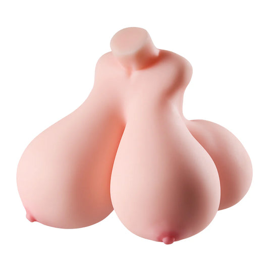 Vue de profil du mini buste masturbateur réaliste avec courbes pulpeuses