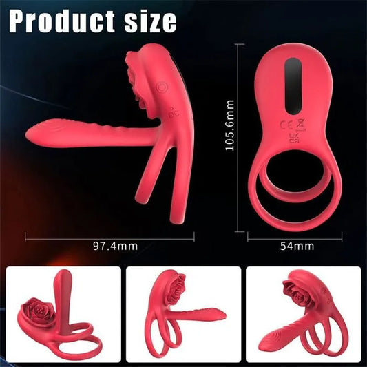 Cockring vibrant silicone avec dimensions 9,74 x 10,56 cm indiquées