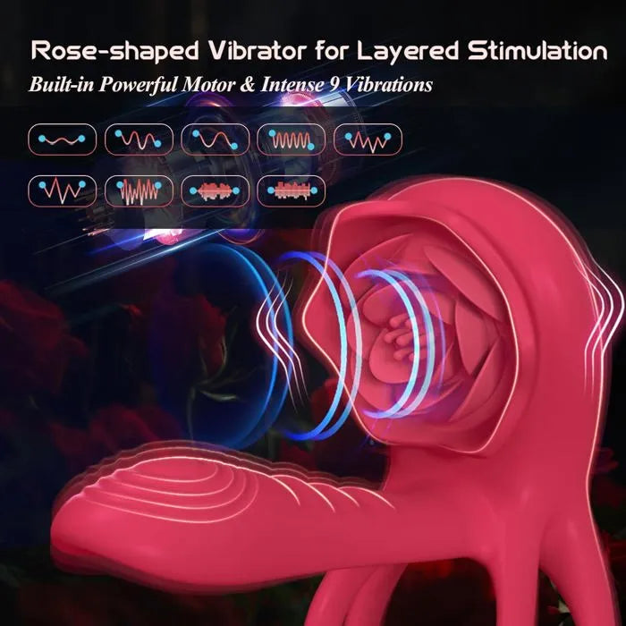 Cockring vibrant en silicone rouge avec stimulateur clitoris pour couple