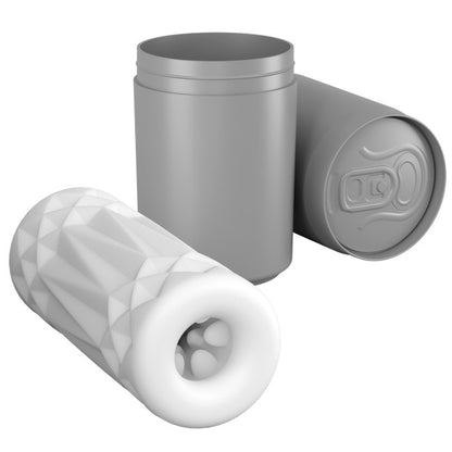 Masturbateur discret format canette bleu compact idéal pour rangement et voyage