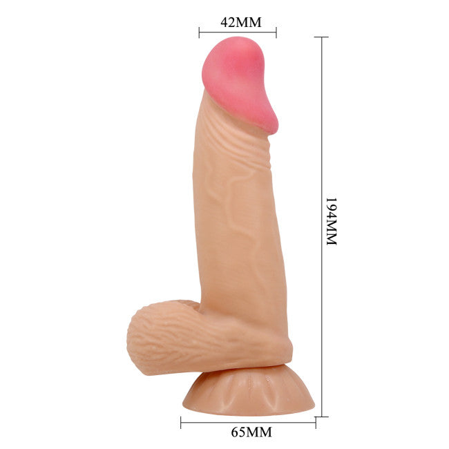 Gode réaliste mesuré à la règle indiquant une longueur de 19,4 cm