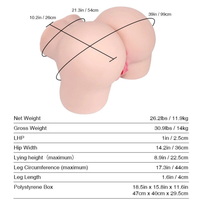 Dimensions poupée sexuelle grandeur nature Caroline 11,9 kg avec fessier réaliste et format taille réelle