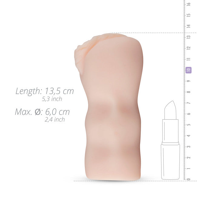 Dimensions de la vaginette réaliste Emily 13,5 cm de longueur et 6 cm de diamètre extérieur