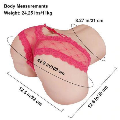 Dimensions du masturbateur fessier Louise 30 cm de longueur et 32 cm de largeur en TPE réaliste