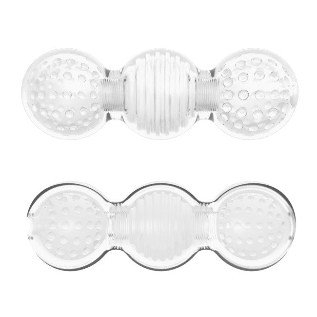 Vaginette transparente avec texture interne nervurée pour stimulation réaliste effet fellation