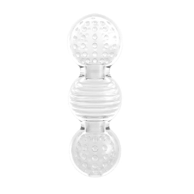 Masturbateur masculin transparent vu de face avec design galbé et prise en main facile
