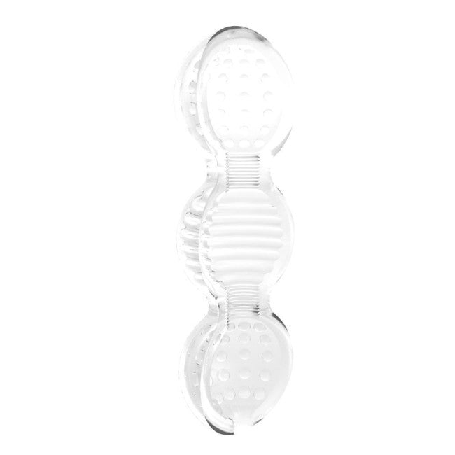 Vaginette souple transparente avec reliefs internes côtes points et vagues stimulantes