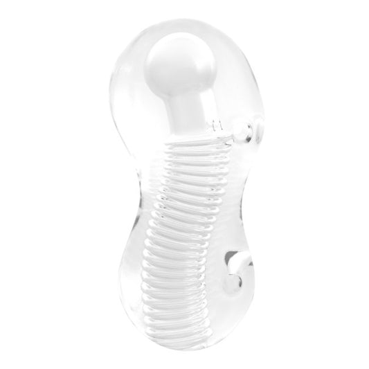 Masturbateur pour homme transparent Wave Sucker avec texture ondulée et design ergonomique