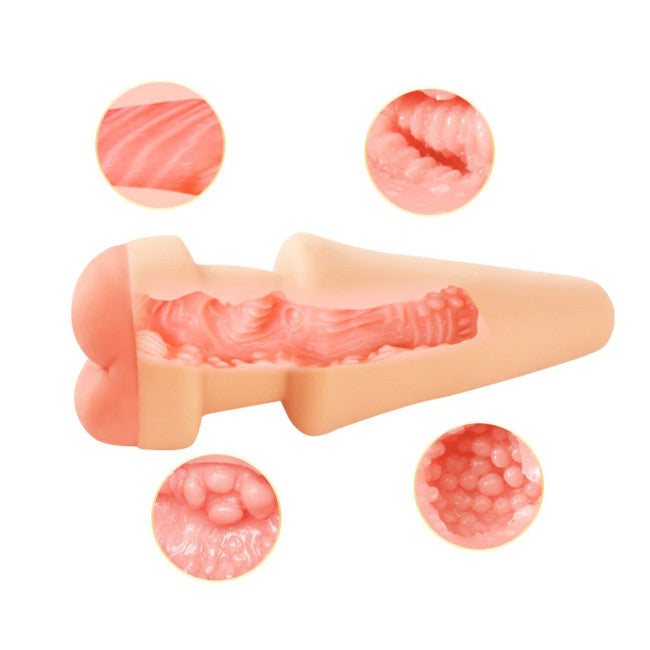 Vue complète du plug anal masturbateur multifonction couleur naturelle