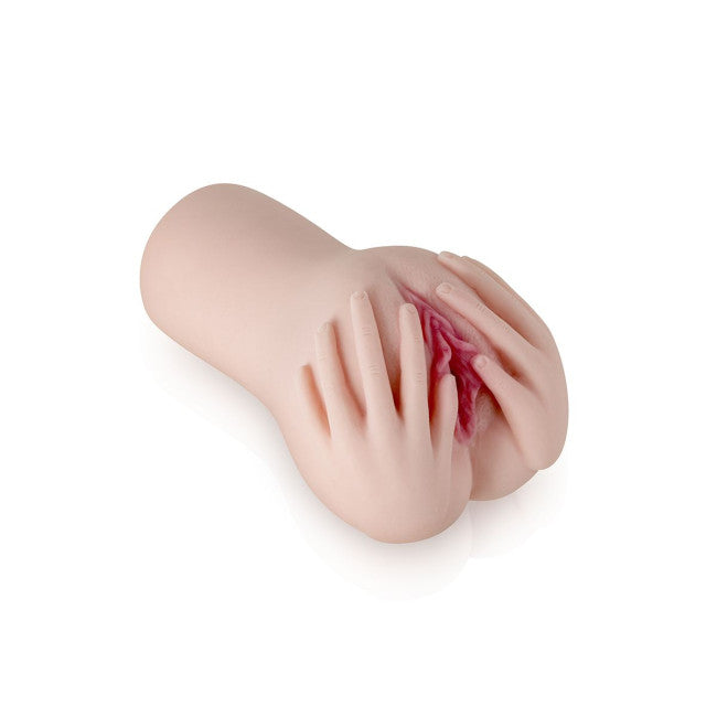 Masturbateur double main vu de profil avec ouverture vaginale
