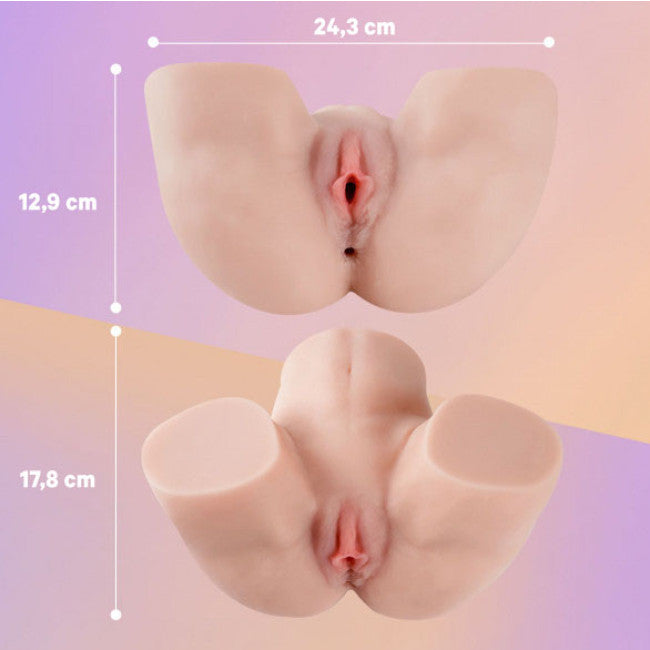 Dimensions du masturbateur fessier réaliste 2,2 kg avec longueur insérable de 14,5 cm et format réaliste détaillé