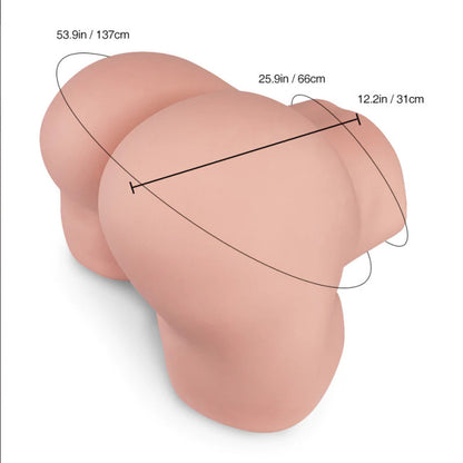 Dimensions du masturbateur fessier réaliste 18,8 kg avec hanches 116 cm et taille 66 cm