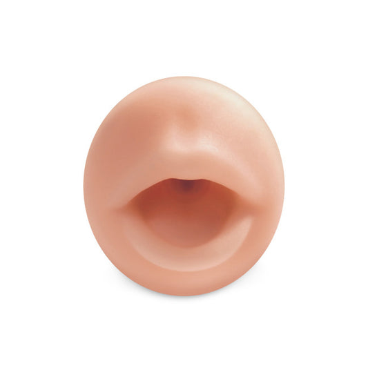 Masturbateur oral réaliste compact présenté sur fond neutre pour plaisir masculin discret