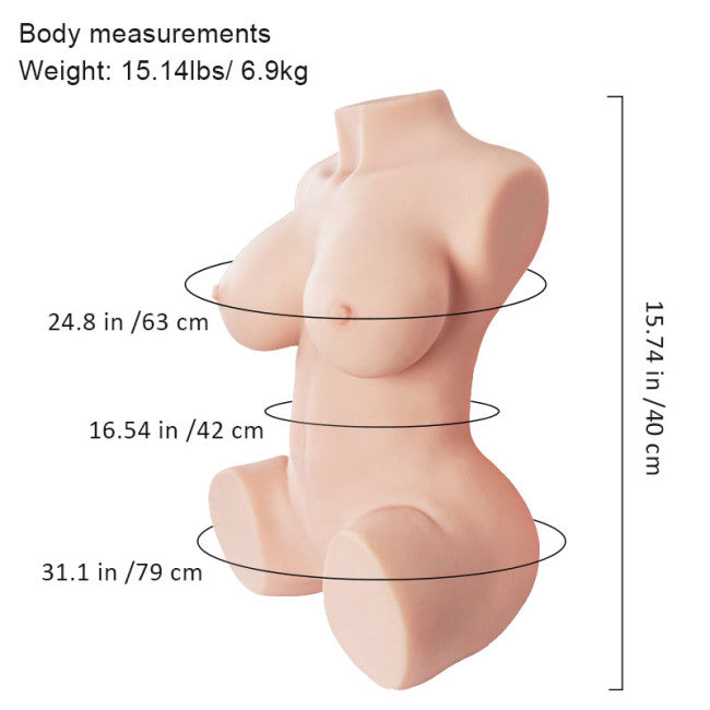 Dimensions poupée sexuelle buste réaliste TPE 40 cm et 7 kg format compact et portatif