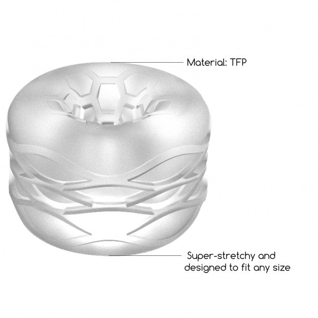 Masturbateur homme transparent en vue de face avec surface souple et prise confortable