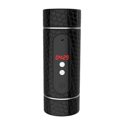 Masturbateur Noir Double Entrée Vibrant Bouche Vagin avec Timer