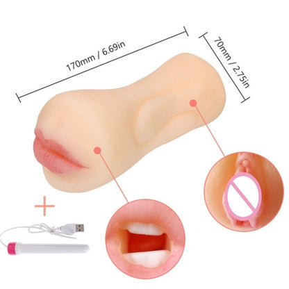 Opzione di riscaldamento artificiale della masturbator-2EN1-Mmouth e della vagina degli uomini