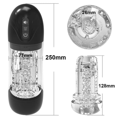 taille en cm Vaginette Automatique Transparente - Fellation Vibrante